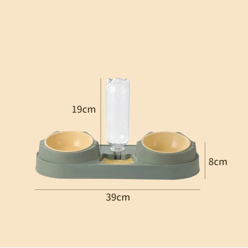 Anti-spill plastic pet bowl for dogs and cats 19x39x8cm in avocado green