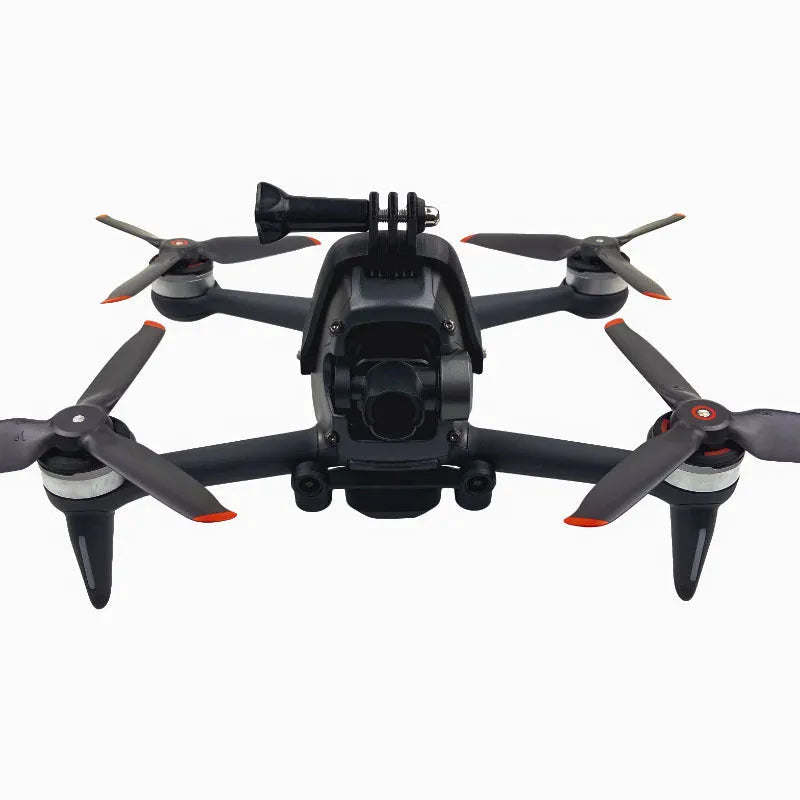 3D printed drone top expansion bracket for GoPro camera with soft sponge base.