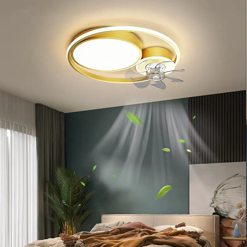Nordic-style overhead fan light with 48cm metal blades and integrated lighting fixture