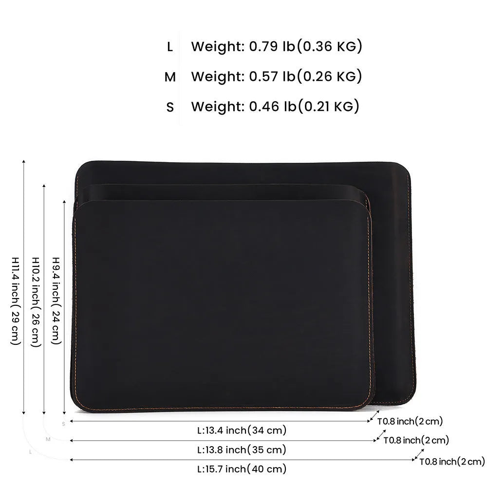 Brown crazy horse leather horizontal computer liner bag with cowhide lining