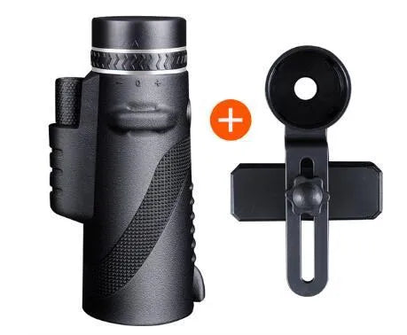 Black HD 40x60 cellphone telescope with smartphone attachment for 40x magnification observation