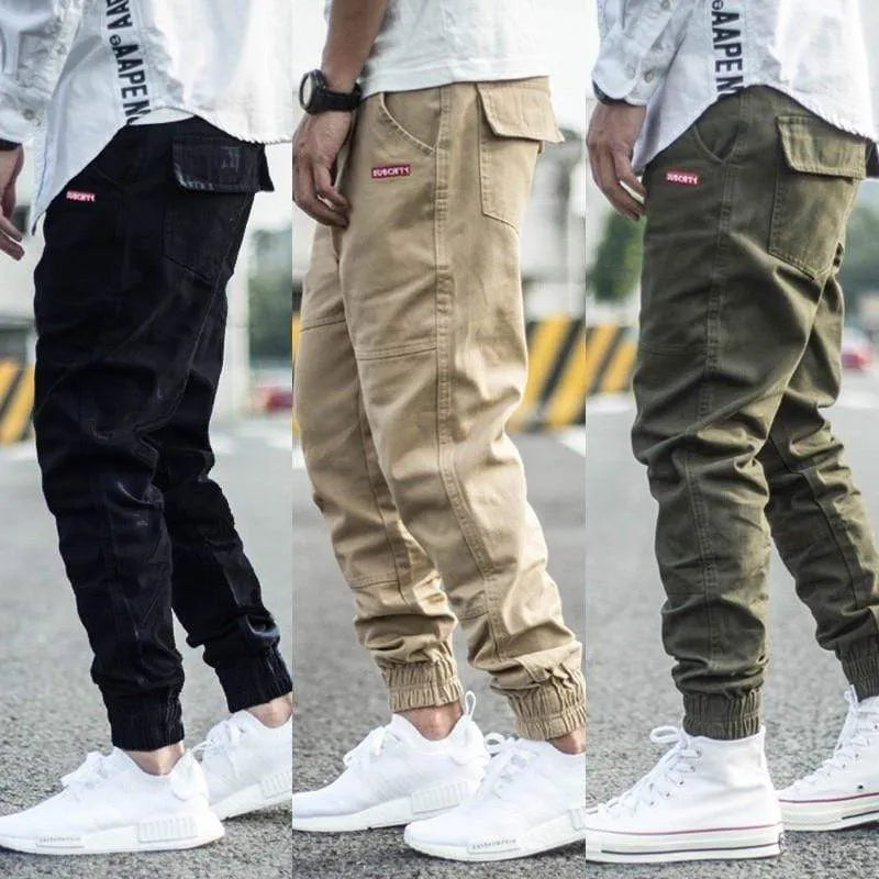 Men's casual skinny trousers in Army Green with zipper fly and mid-rise waist, size M to 4XL