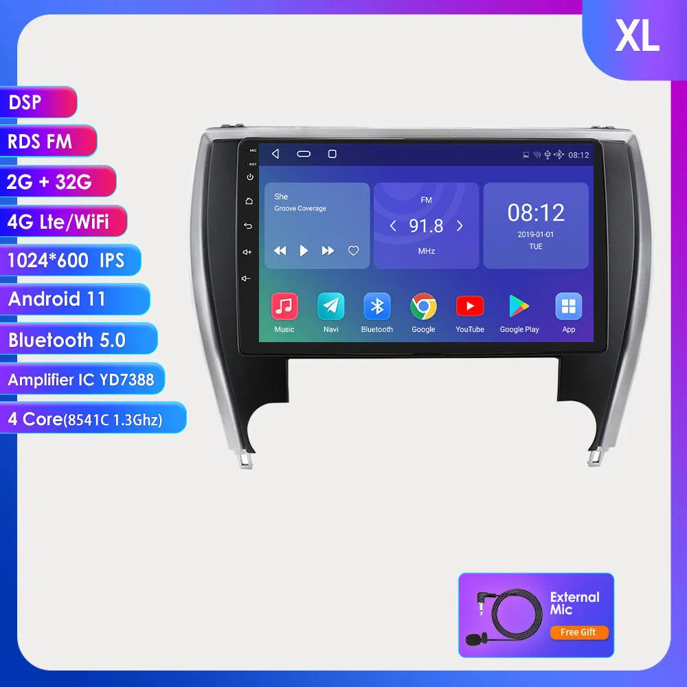 10-inch car navigation MP5 unit for Toyota Camry 2015 with metal ABS construction