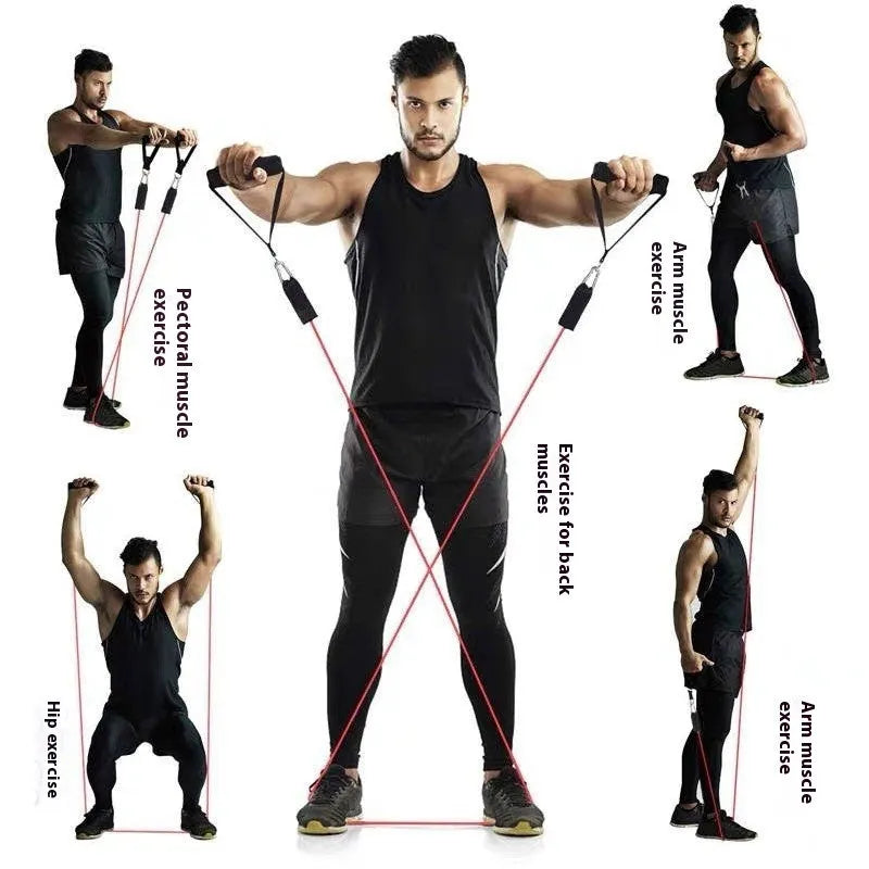 Door sports resistance band set with pulling rope in cloth bag and colour box packaging options