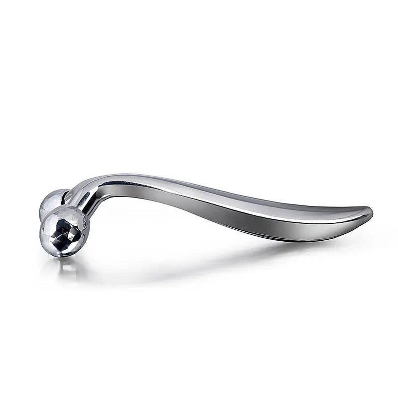 Face lift Y shape roller massager in silver ABS platinum, measuring 4.5cm by 13cm