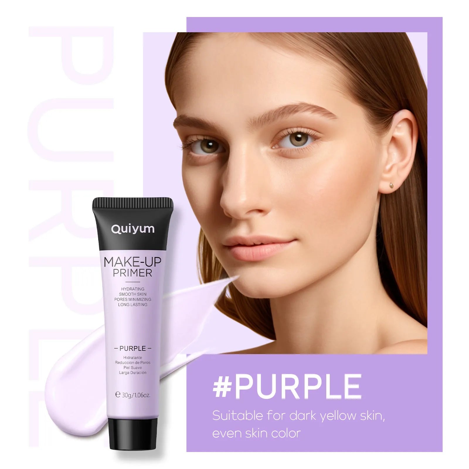 30g tube of colour correcting makeup primer showing green, pink, and purple shades