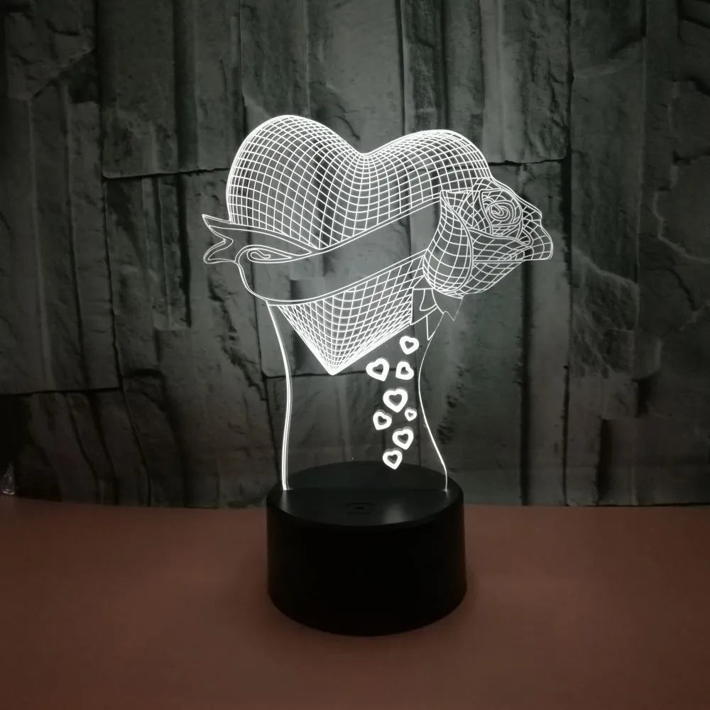 Black 3D night light with acrylic board and ABS base showing colourful gradient mode