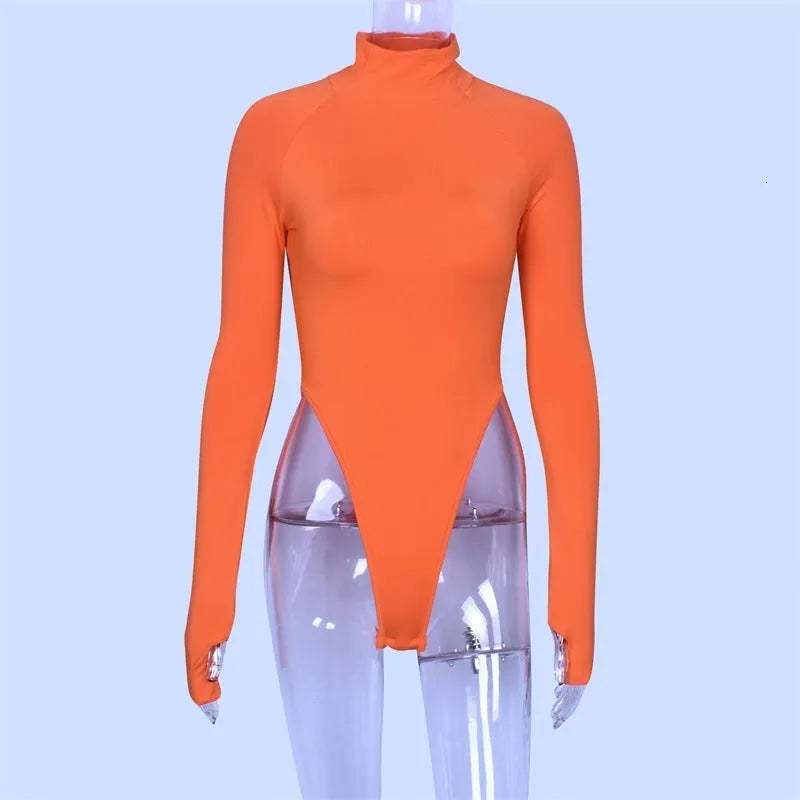 Long sleeve bodysuit in black, 83% polyester stretch fabric, size S M L, women's base layer top