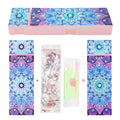 DIY diamond painting pencil case kit with PU leather wrist bag, resin drill bits, and diamond chips, 10 colour options, 200x150x10mm