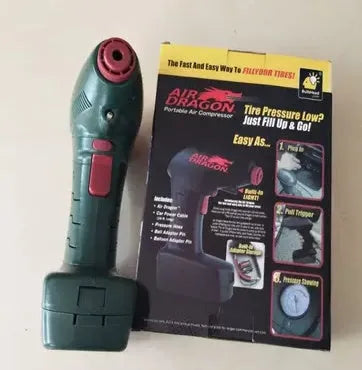 Portable electric car air pump with motor and tyre inflation components