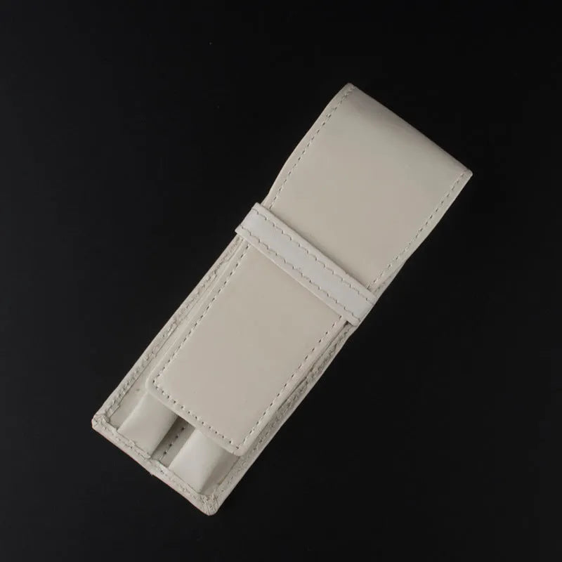 Compact double-sided PU pen holder set of two in square solid colour black white coffee for desk organisation