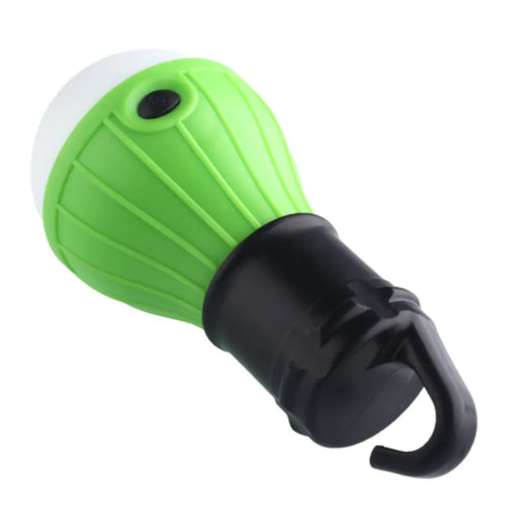 Portable camping light with hanging hook showing 3 LED modes and compact 11cm design