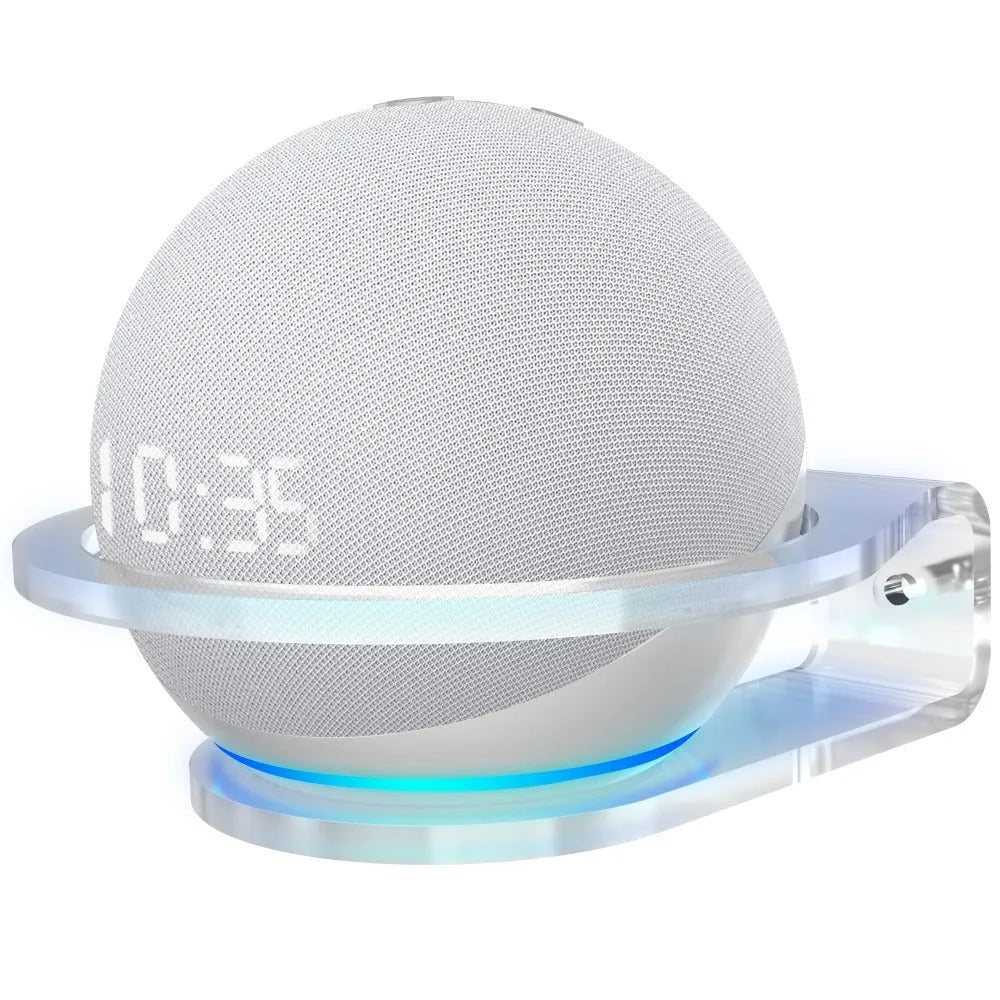 White plastic wall bracket for mounting Echo DOT 4 smart speaker