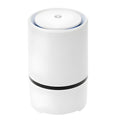 White USB desktop air freshener with anion generator, 125mm diameter, 194mm height, on desk with USB cable
