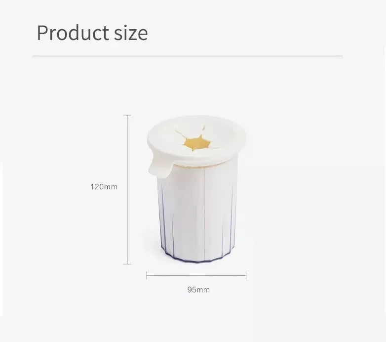 White portable pet foot washer cup with soft silicone bristles, 95 x 120mm, for small dogs