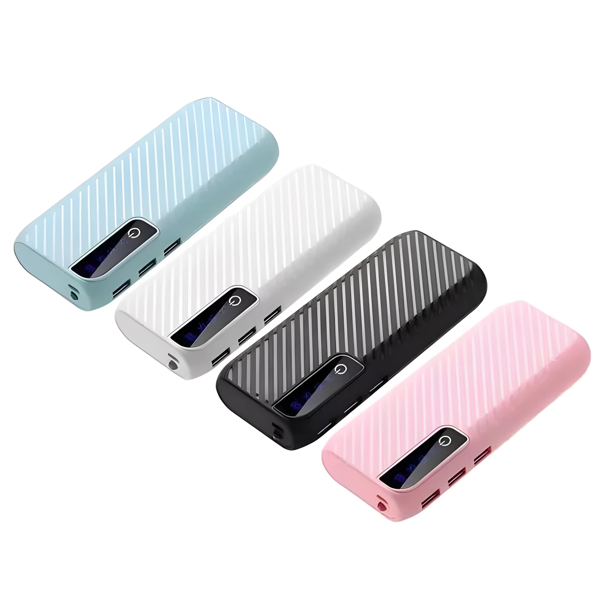 20000mAh portable mini power bank in multiple colour options showing compact dimensions