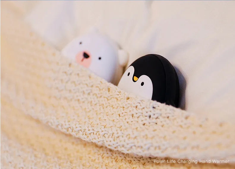 Cartoon penguin and polar bear USB rechargeable electric hand warmer with power bank function
