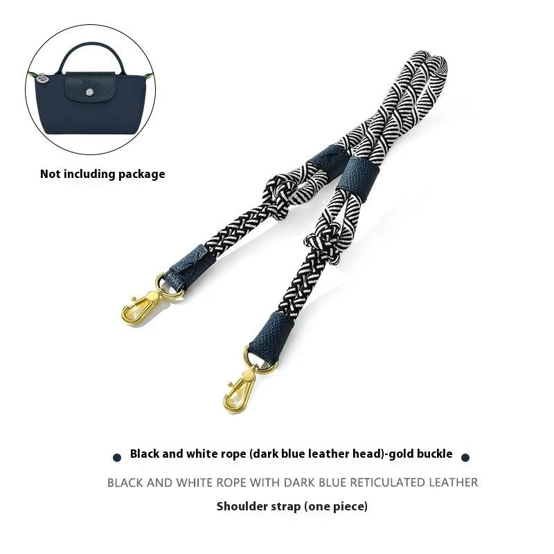 Braided nylon and cowhide leather crossbody strap with alloy buckle for bag modification