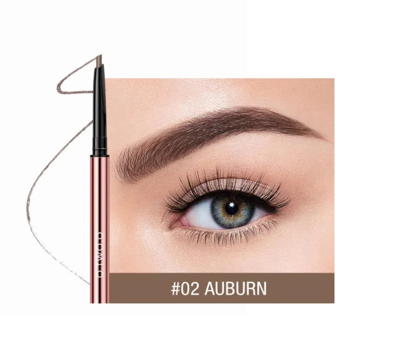 Eye brow make-up pencil in colour box with six shade options shown.