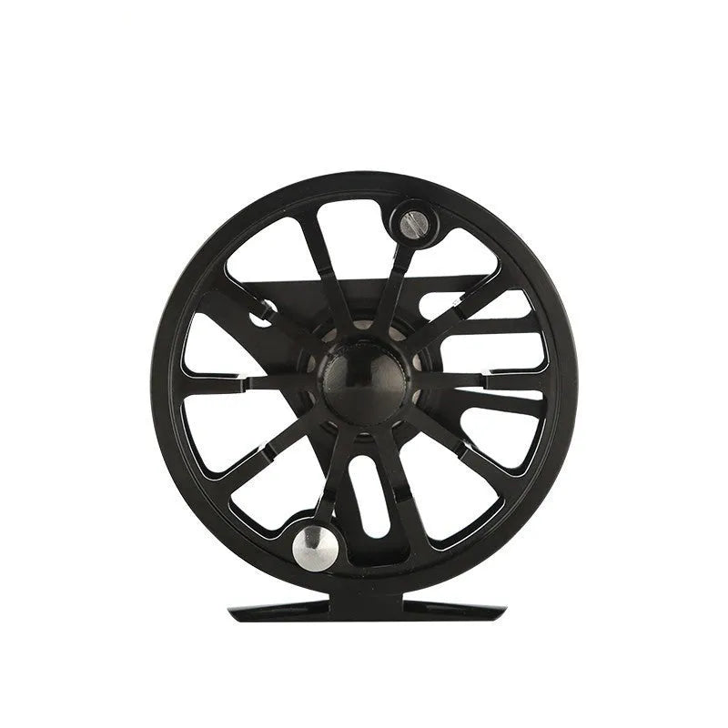 Fly fishing reel with CNC aluminium coil in blue, black, and green colour options
