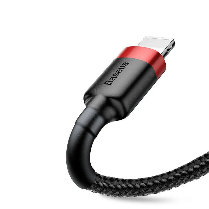 Red shell 1m 8PIN Lightning charging cable for Apple devices with black line on white background