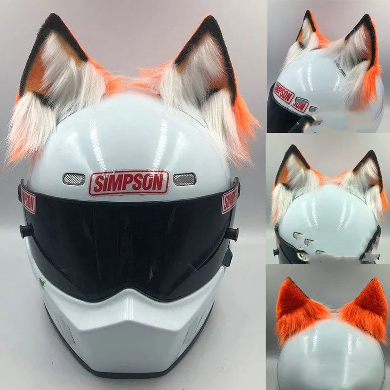 Set of ABS plastic animal ears and tail for motorcycle helmet customisation