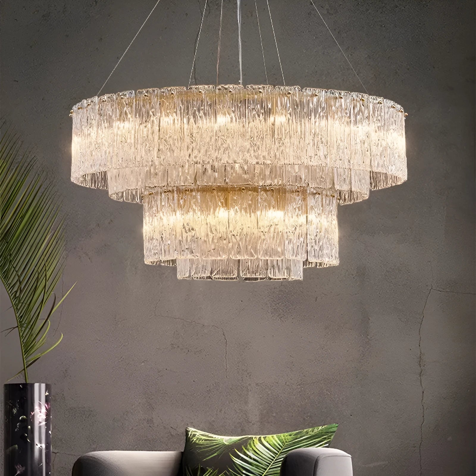 Italian light luxury glass chandelier lamp round 45cm for living room bedroom home
