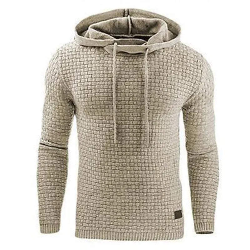 Men's hooded sweatshirt in a cotton-polyester blend available in multiple colours on a size chart