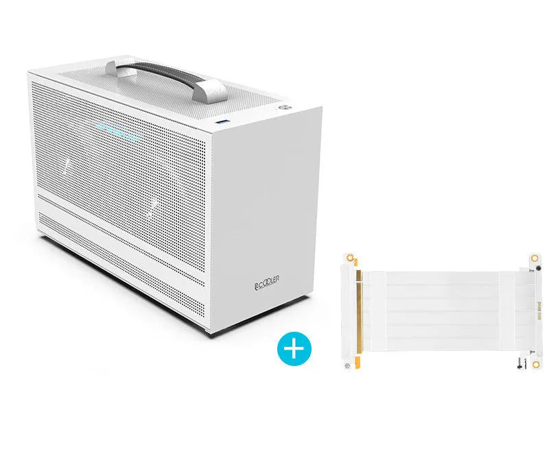 Hummingbird PRO compact ITX desktop PC chassis in titanium grey or white.