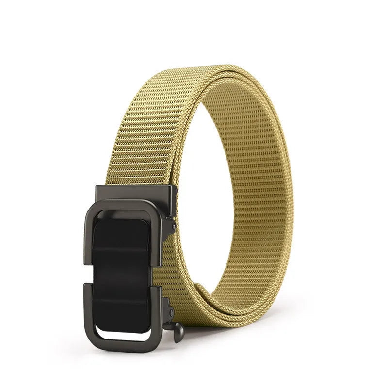 Men's nylon canvas slide belt with toothless adjustment buckle in multiple colour options