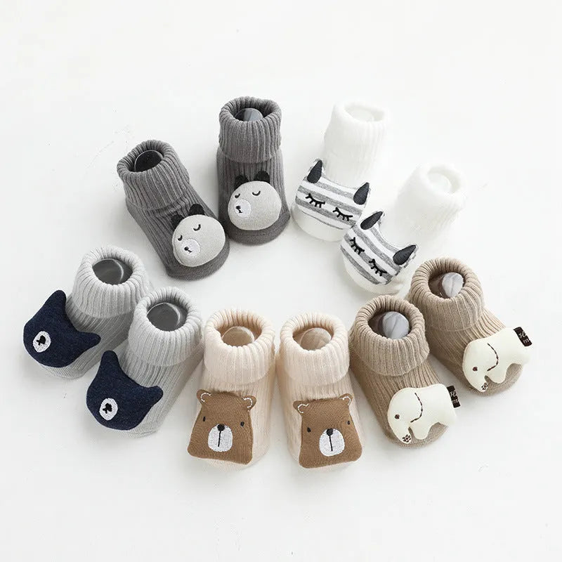 Baby non-slip dispensing glue socks in combed cotton for children floor use