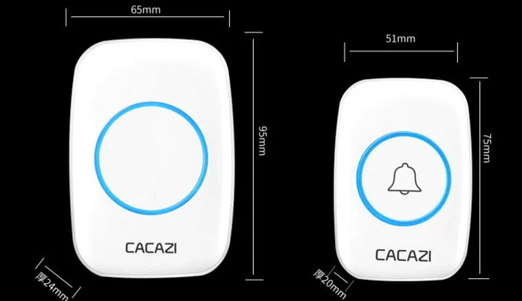 Wireless doorbell receiver and transmitter unit in white, black, gold, or silver finish.