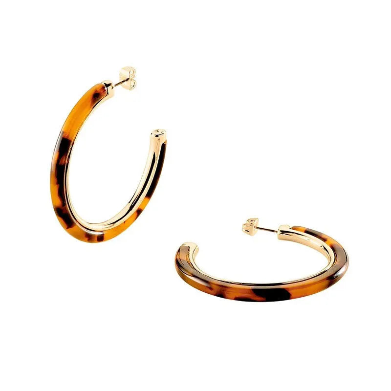 Copper leopard print geometric ring-style earrings for women electroplated gold finish