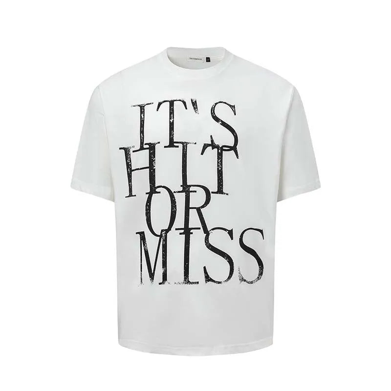 Men's American retro style t-shirt with letter print design in blue colour