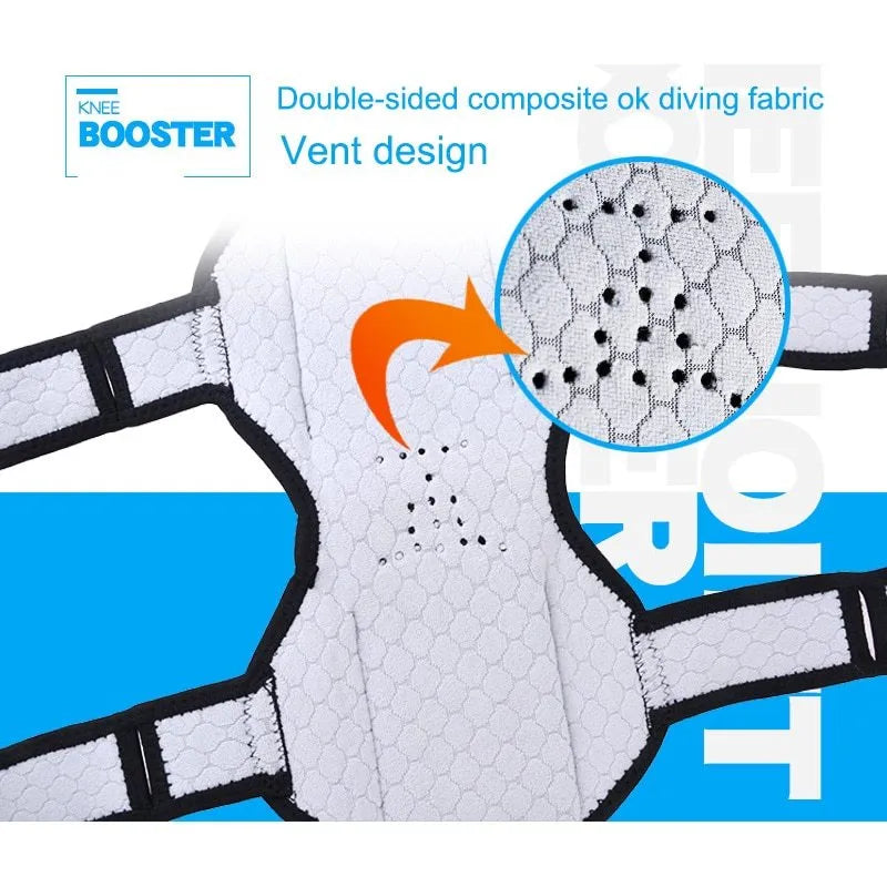 Knee brace with spring mechanism in adjustable design for mountaineering and sports activities