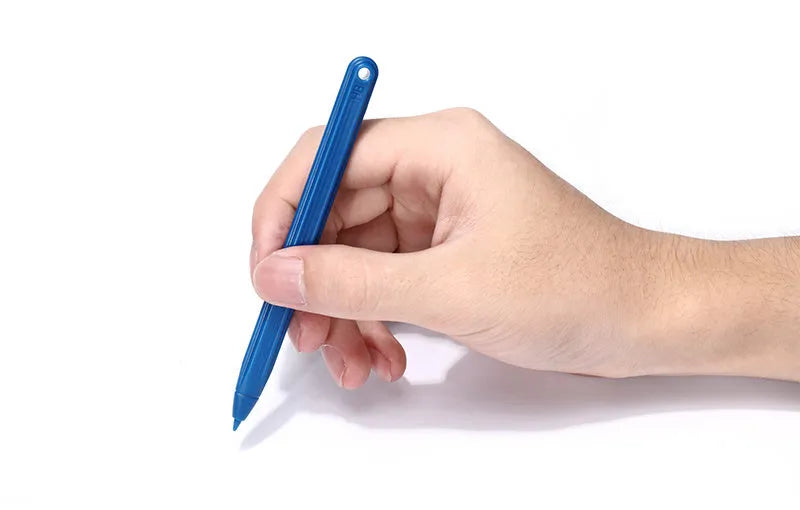 Black LCD writing tablet with ABS frame and blue-green display, 8.5 inch screen, side view showing slim profile
