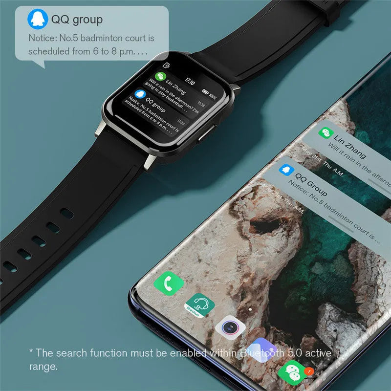 Black waterproof smart bracelet with 1.4-inch screen showing health metrics