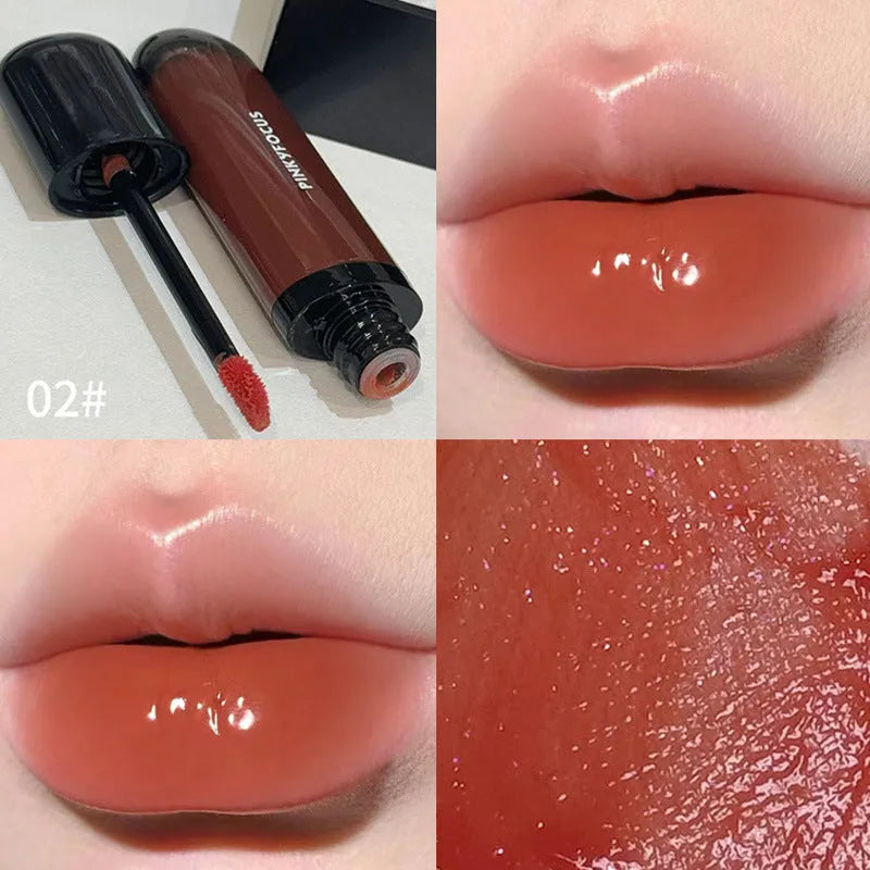 Black shiny Mirror Lip Lacquer makeup product showcasing six colour shades from the Black Citrus series.