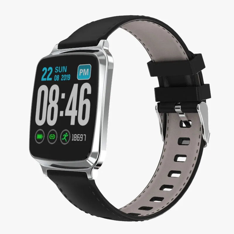 M8 multi-function smart bracelet with zinc alloy body and TPU strap on wrist, displaying heart rate data.