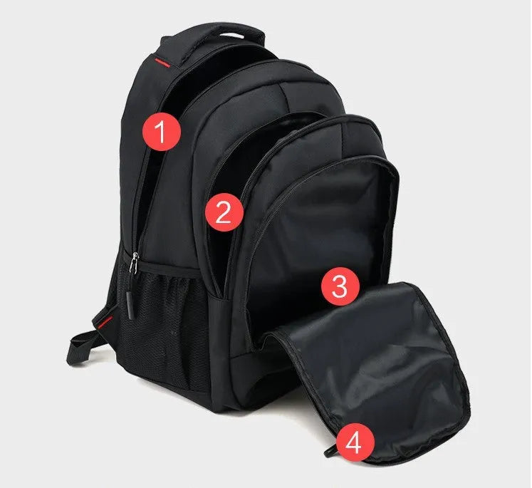 Oxford fabric backpack with breathable shoulder straps and side pockets in multiple colour options