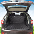 Black Oxford cloth car pet mat for dogs, available in sizes S, M, and L