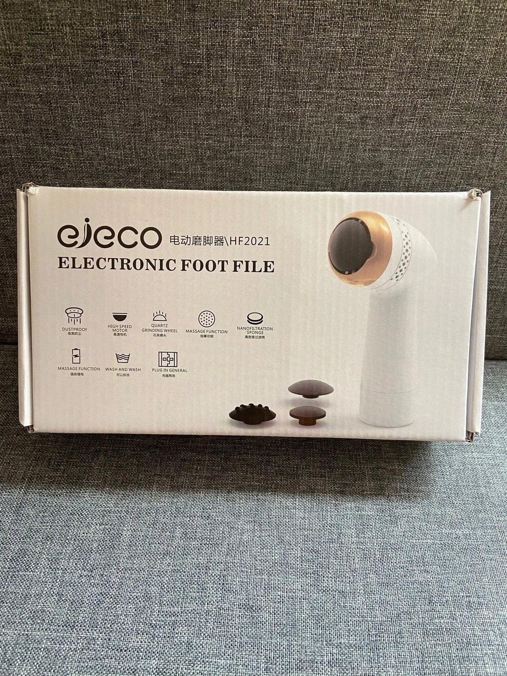 Electric vacuum foot grinder with quartz grinding head in metallic colour options.