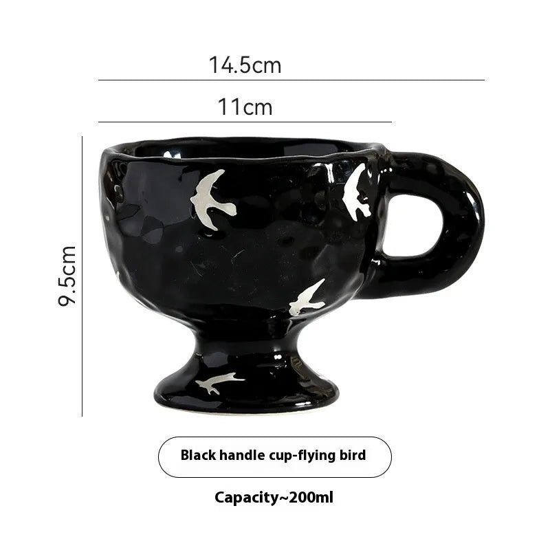 Hand-pinched irregular ceramic mug in solid colour, approximately 250ml capacity