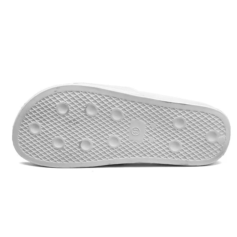 Large men's open toe personalised slippers with rubber sole in black or white colours