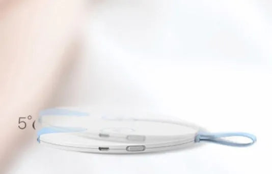 Portable UV baby bottle steriliser in blue or pink, showing compact size and USB port.