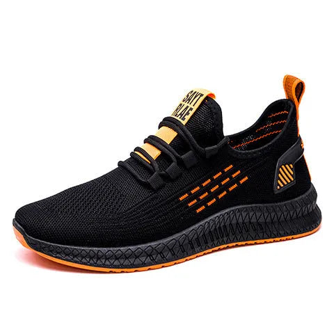 Men's casual trainers with Flying Weave upper, cross straps, and round toe design in multiple colour options