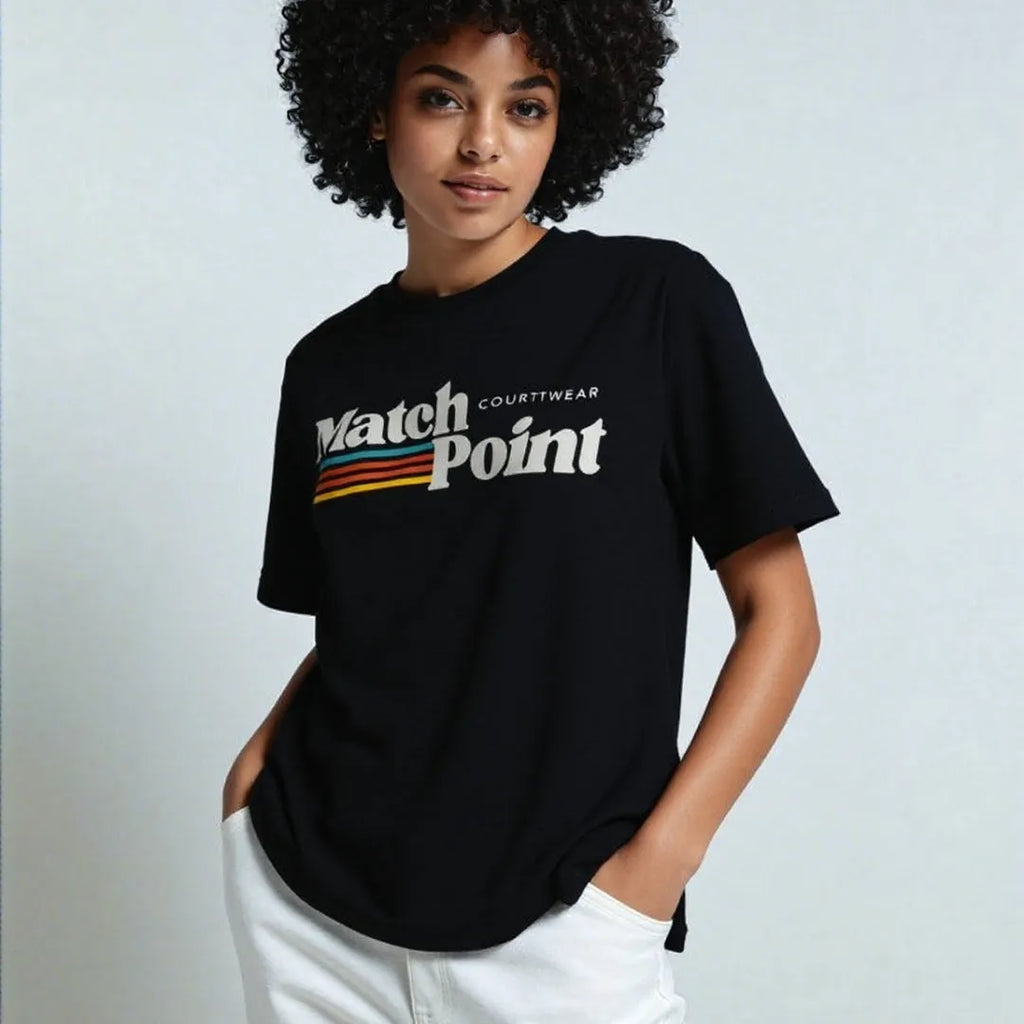 Black men's short sleeve T-shirt with a 3D digital printed pattern, round neck, on a mannequin.