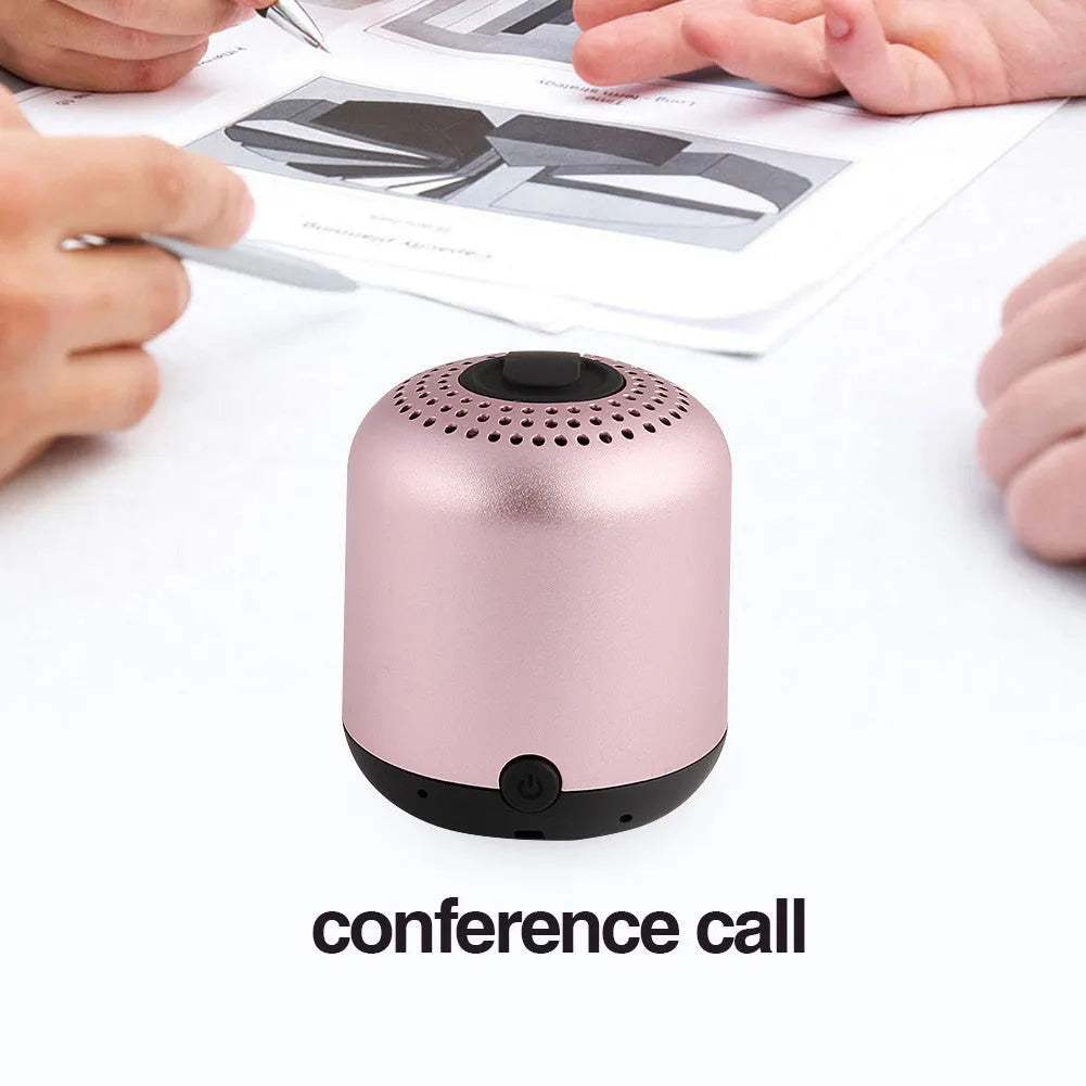 Hieha small cylindrical metal Bluetooth speaker in black, gold, pink, red or silver colour.