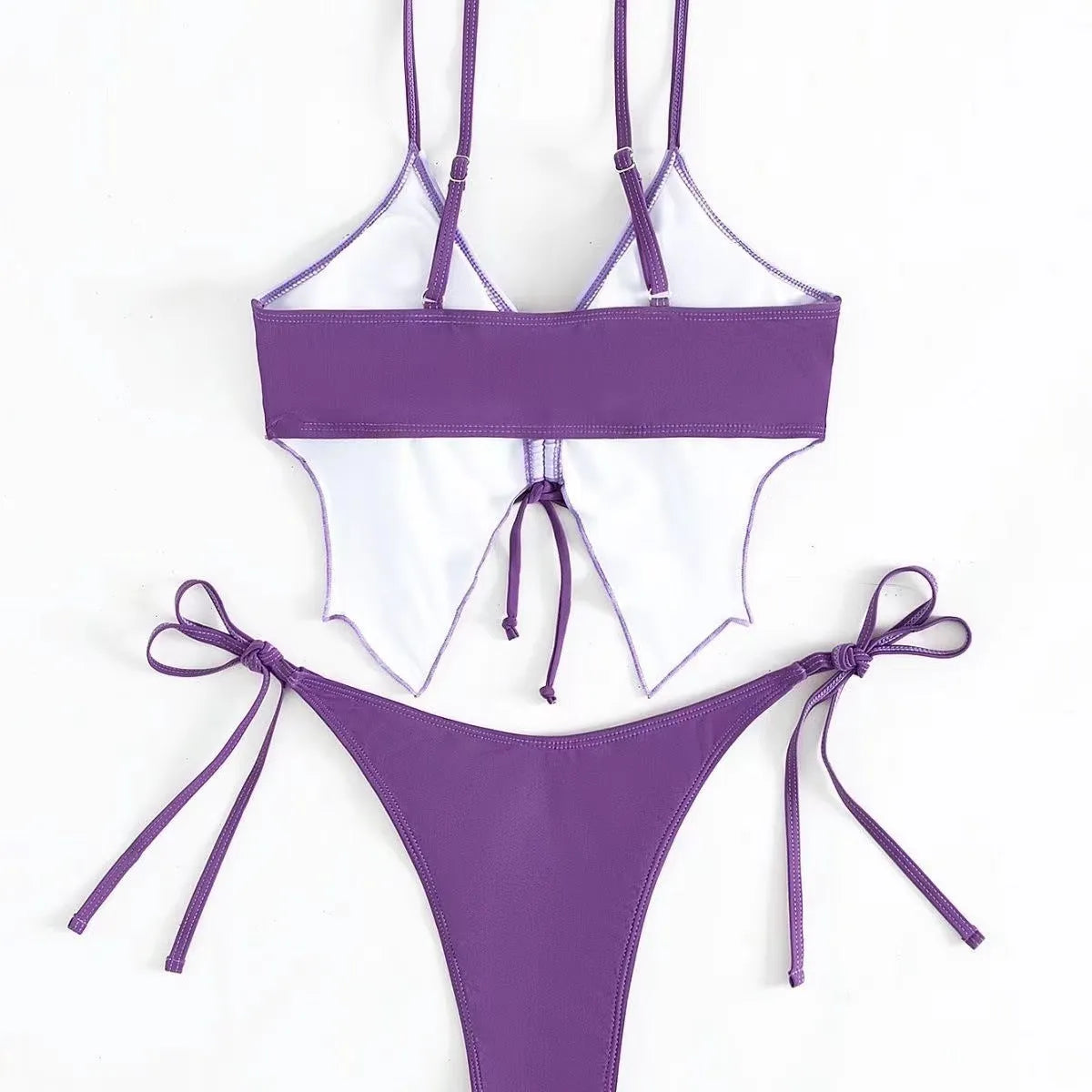 Women's bow-ins style bikini swimsuit with split-leg briefs in multiple colour options