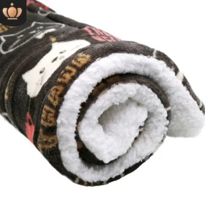 Coral cashmere pet blanket mat with reactive printing, showing a starry sky pattern on a 50x40cm size